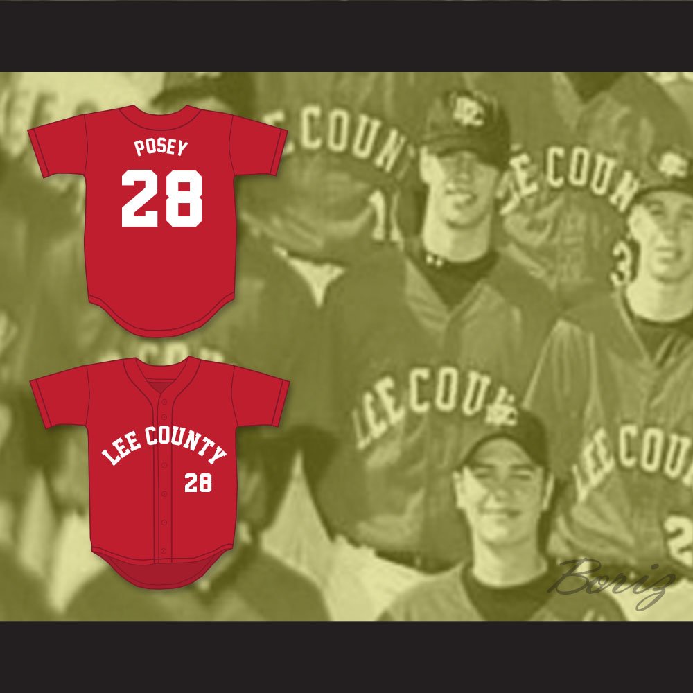 Buster Posey 28 Lee County High School Trojans Red Baseball Jersey