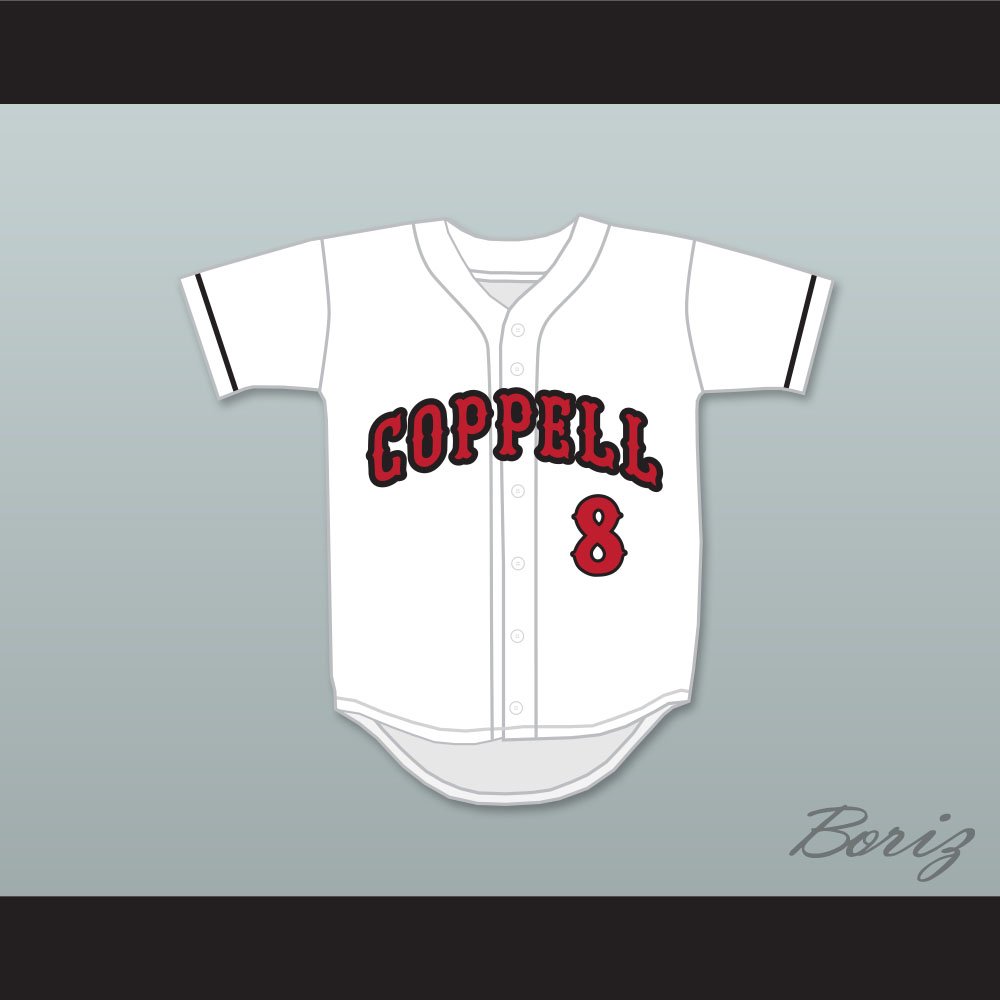 Corey Kluber 8 Coppell High School Cowboys White Baseball Jersey 1 — BORIZ