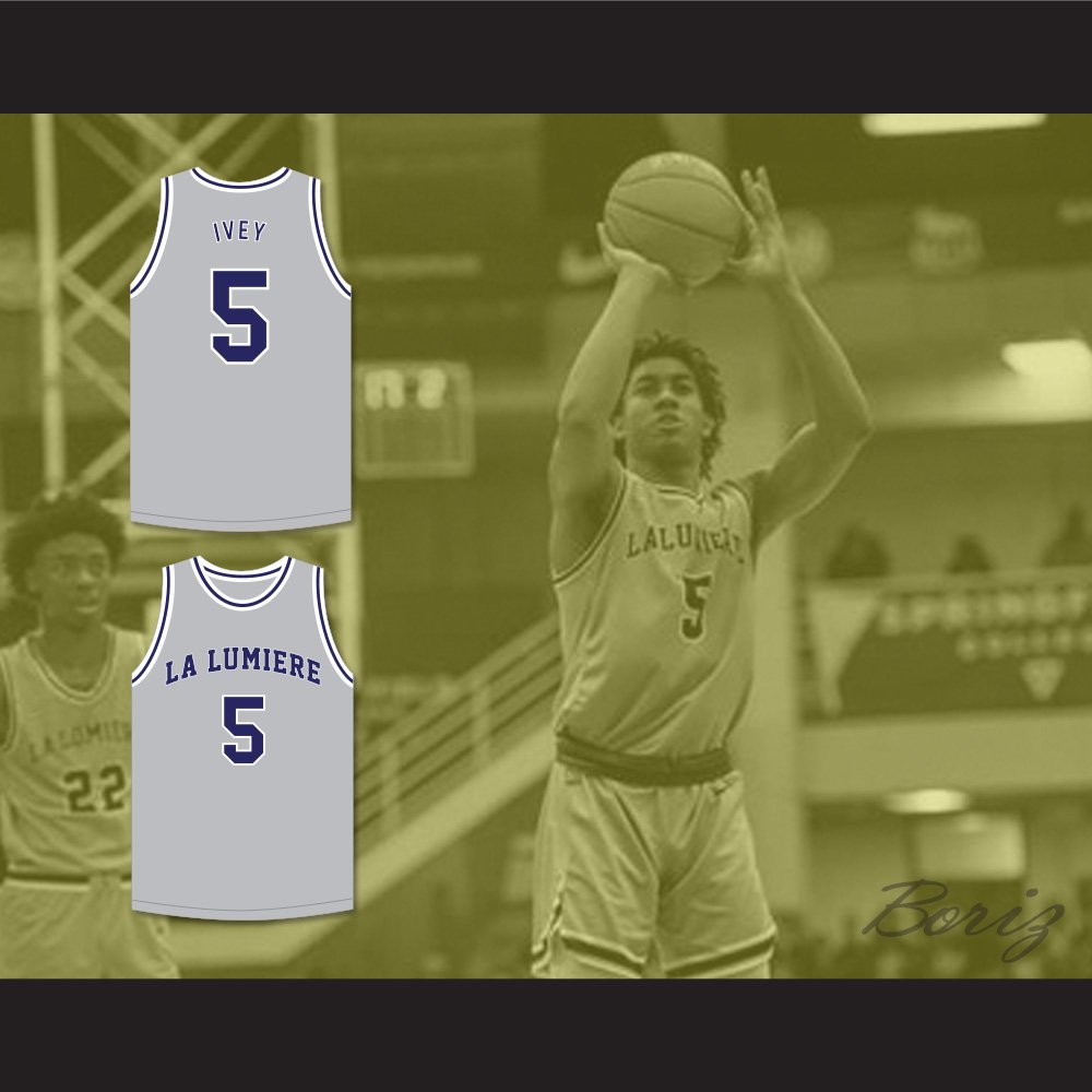 Jaden Ivey 5 La Lumiere School Lakers Light Gray Basketball Jersey 2 — BORIZ