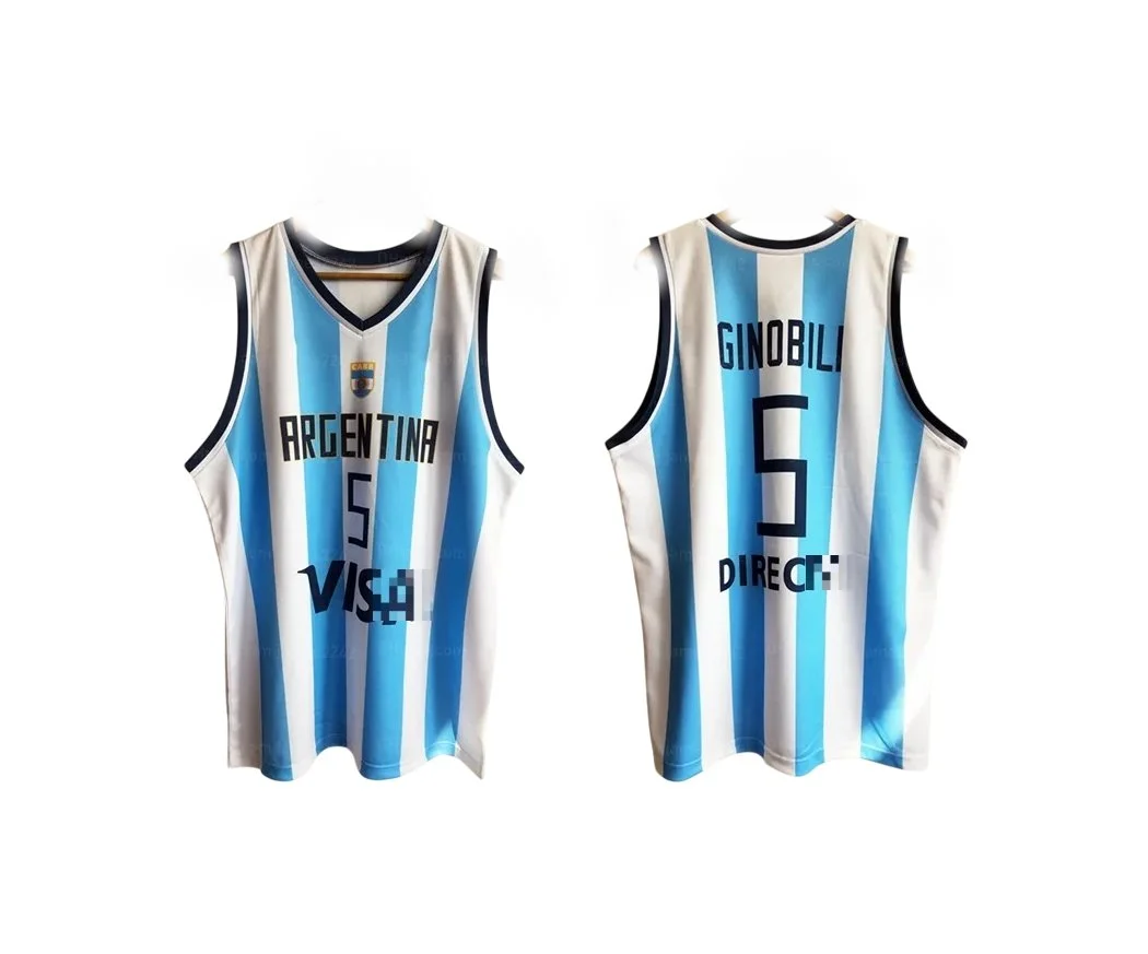 manu Ginobili basketball Argentina Jersey Hoop sewn Colors custom San Antonio New