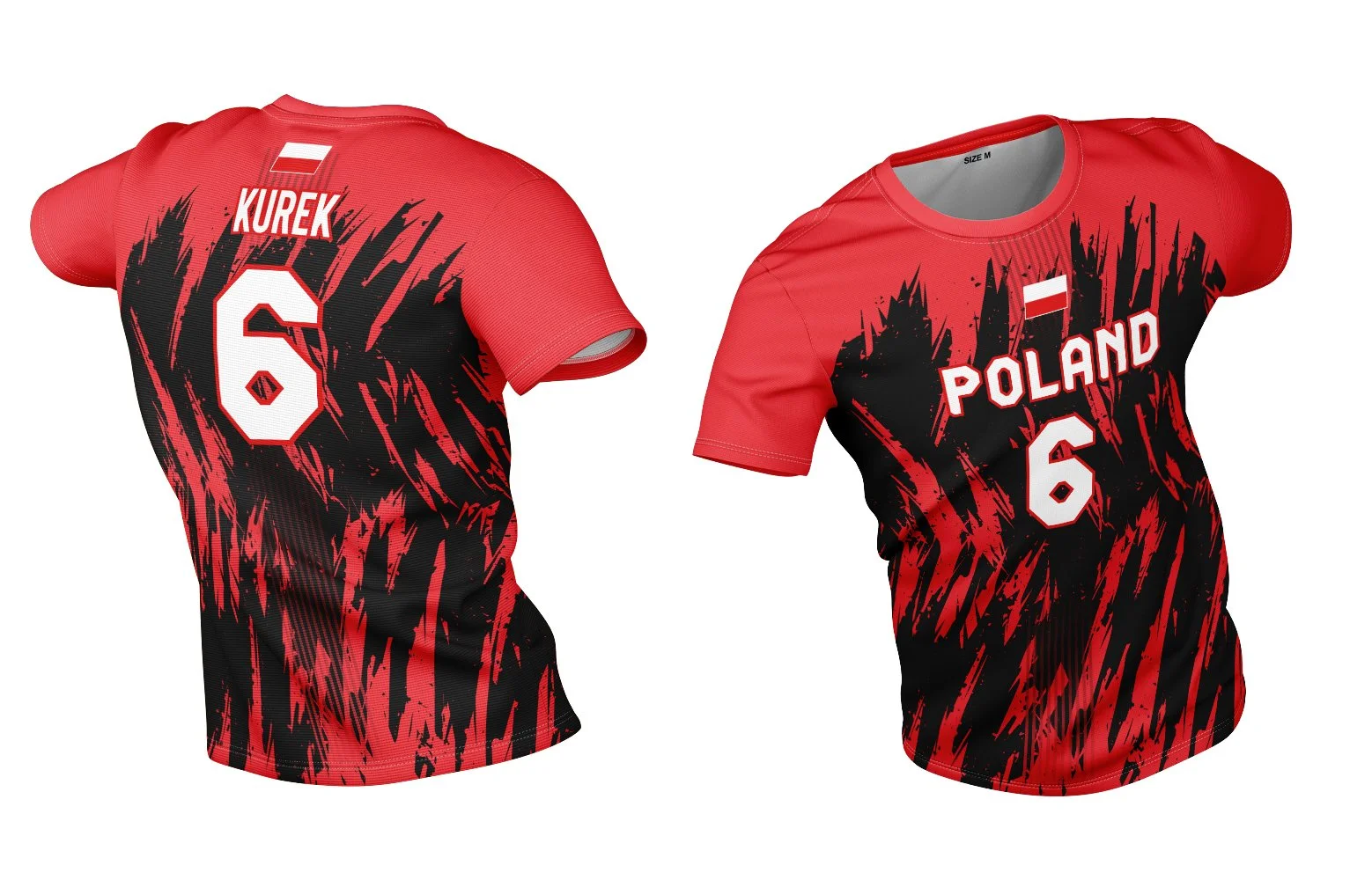 Poland Volleyball Jersey, Home and Away, Custom Name Number , National Team Design New red or white fire
