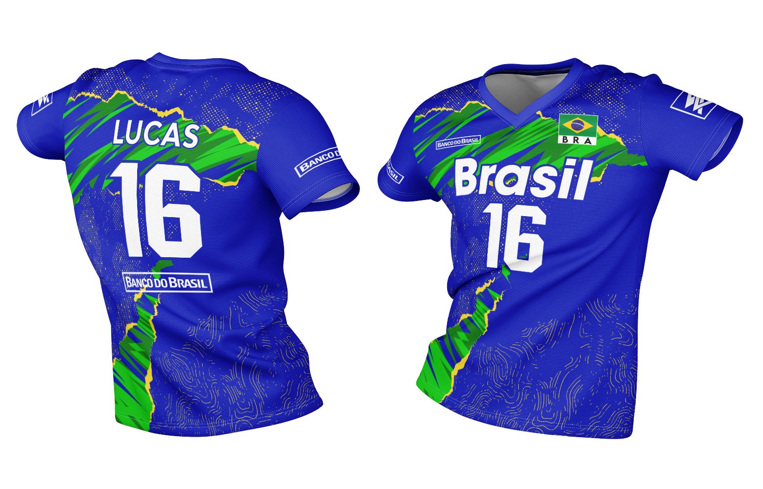 Brasil Volleyball Jersey, Home and Away, Custom Name Number , National Team Design Neo