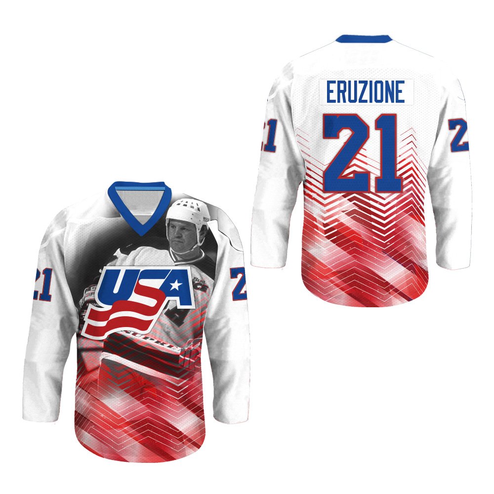 Mike Eruzione 1980 OLYMPIC Hockey Jersey Printed Original Design Art Piece