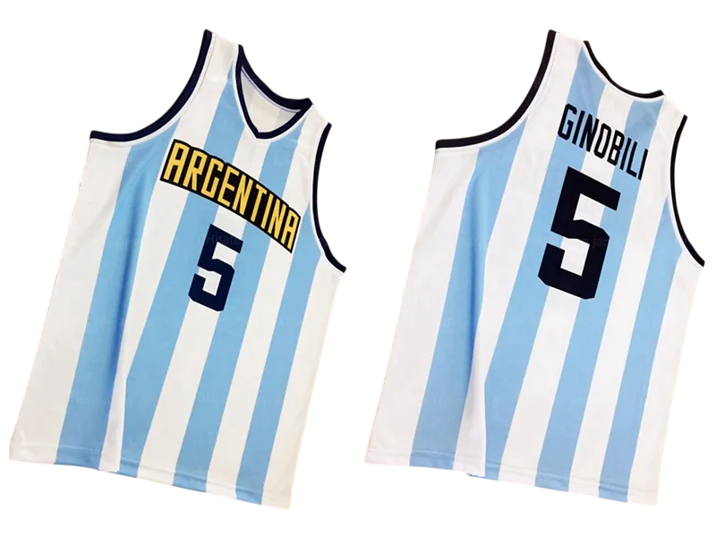 manu Ginobili basketball Argentina Jersey Hoop sewn Colors custom San Antonio