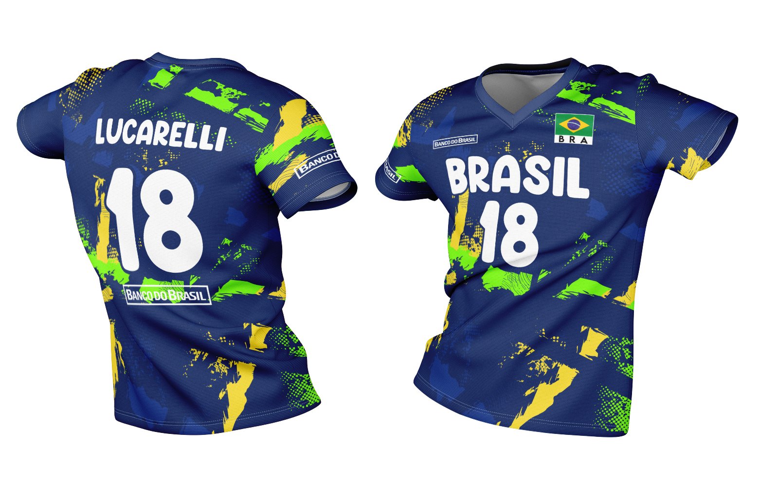 Brasil Volleyball Jersey, Home and Away, Custom Name Number , National Team Design