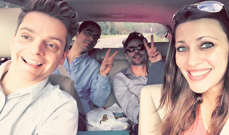 James Hansen Courage Award Winners Jim Vaughn (far left) and Sarah Spath (far right) driving from victory rally in Albany, NY to a community celebration in Oswego, NY. In the back seat is Cesar Penafiel (EP, Director of Analytics) and Michael Shellenberger (EP, President) 