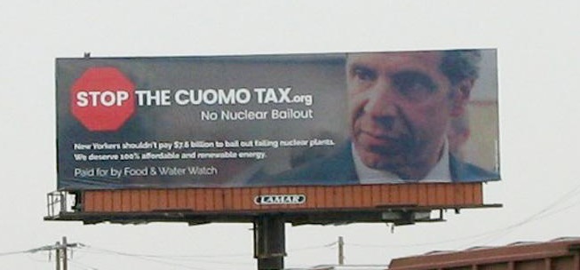Food and Water Watch's anti-nuclear billboard in Albany