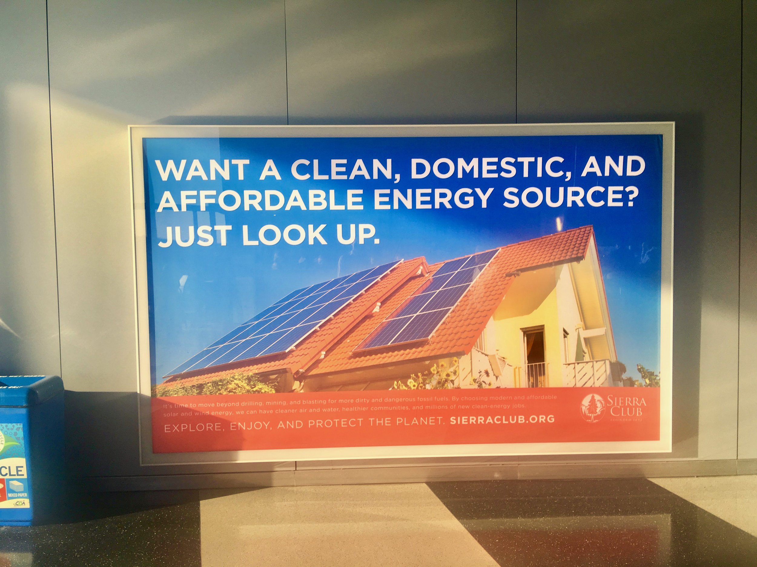 Sierra Club advertisement claiming solar panels move us "beyond mining"