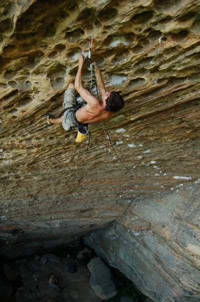 Max Marlowe, at age 15, sending Ultra Perm 13d at the Red River Gorge back when this was still a stand alone route. Photo: Nathan Drolet
