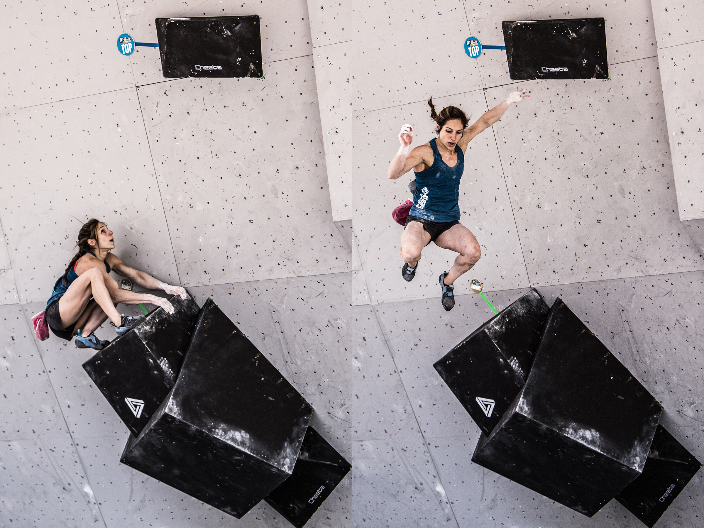 27:03 | Alex Puccio eyeing up and attempting an intimidating dyno in the Women's Finals.