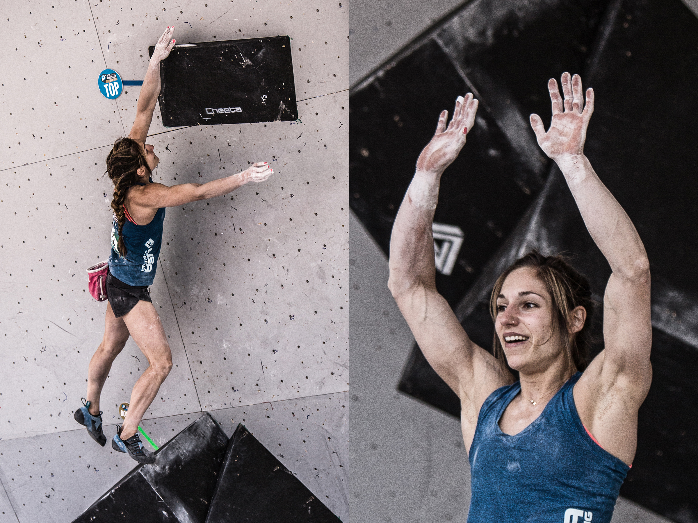 27:14 | Alex Puccio sticking the intimidating dyno and waving to the crowd in the Women's Finals.