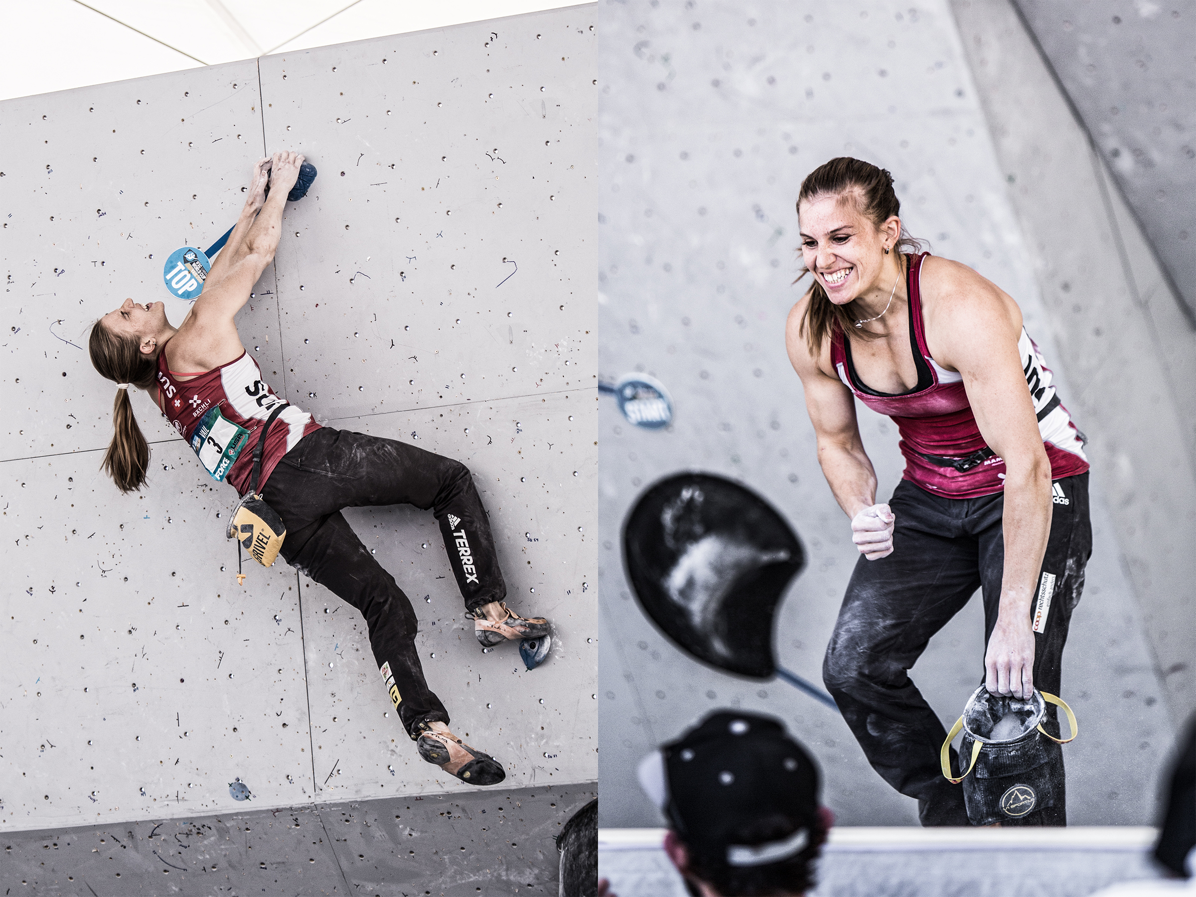 42:54 | Petra Klingler flips from all serious to all smiles even before she hits the pads.