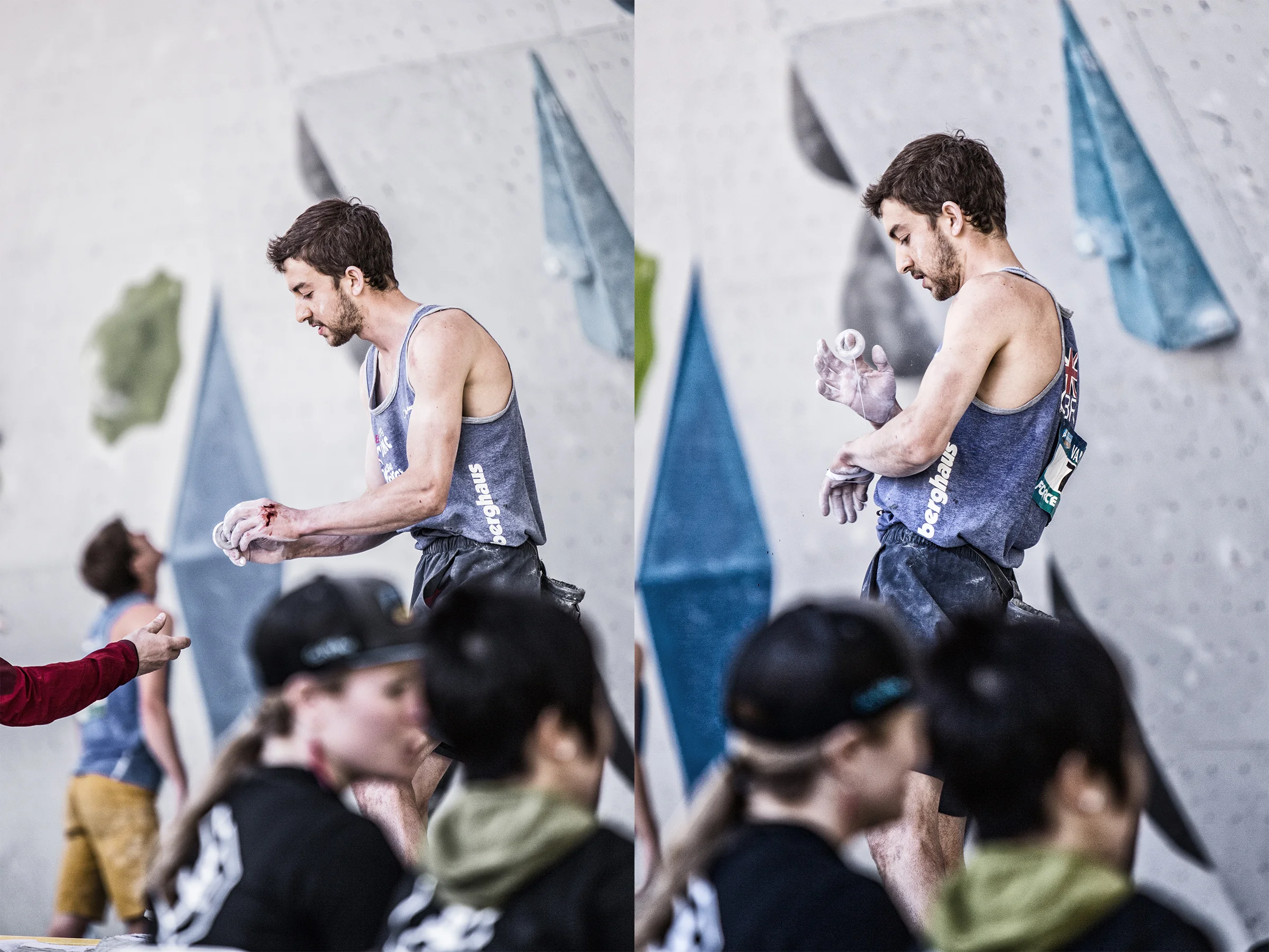 12:06 | Ty Landman being instructed to tape his bleeding hand during Semi-finals.