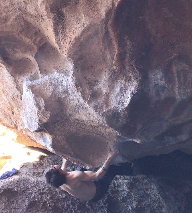 Hard squeezing heel hooks have always been a weakness of mine. Last year I couldn’t do either of the two hard heel hook moves on this boulder ( The Ugh V11). I was able to link through both of them this year after a handful of tries.
