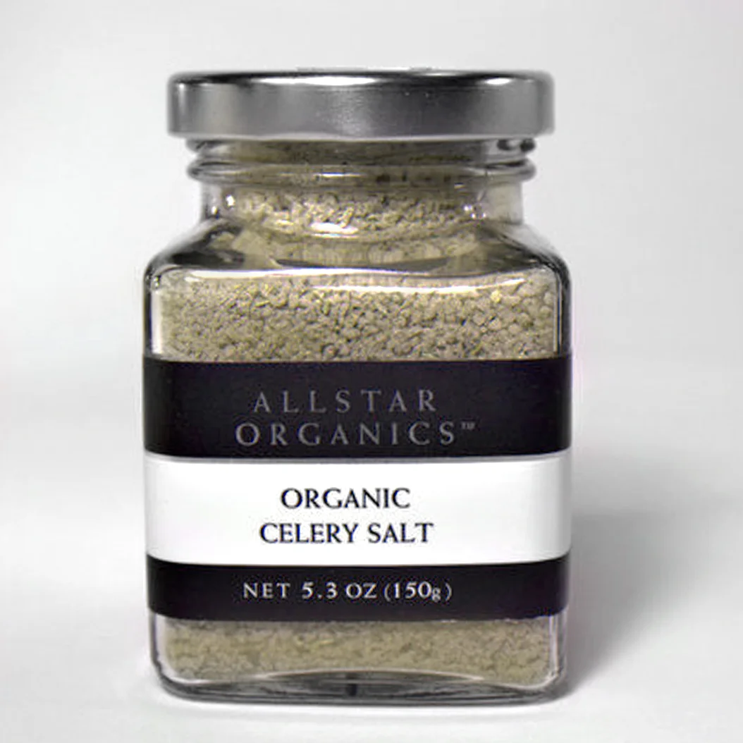 Ingredients: Unrefined Celtic Light Grey Coarse French sea salt and certified organic celery Brings a spring fresh celery taste to any dish where celery is used. Delicious touch in potato salad, party dips, pickled vegetables, seafood dishes and as a finish to canapés. Sprinkle over egg salad or deviled eggs. Secret ingredient and rimmer for Bloody Marys.