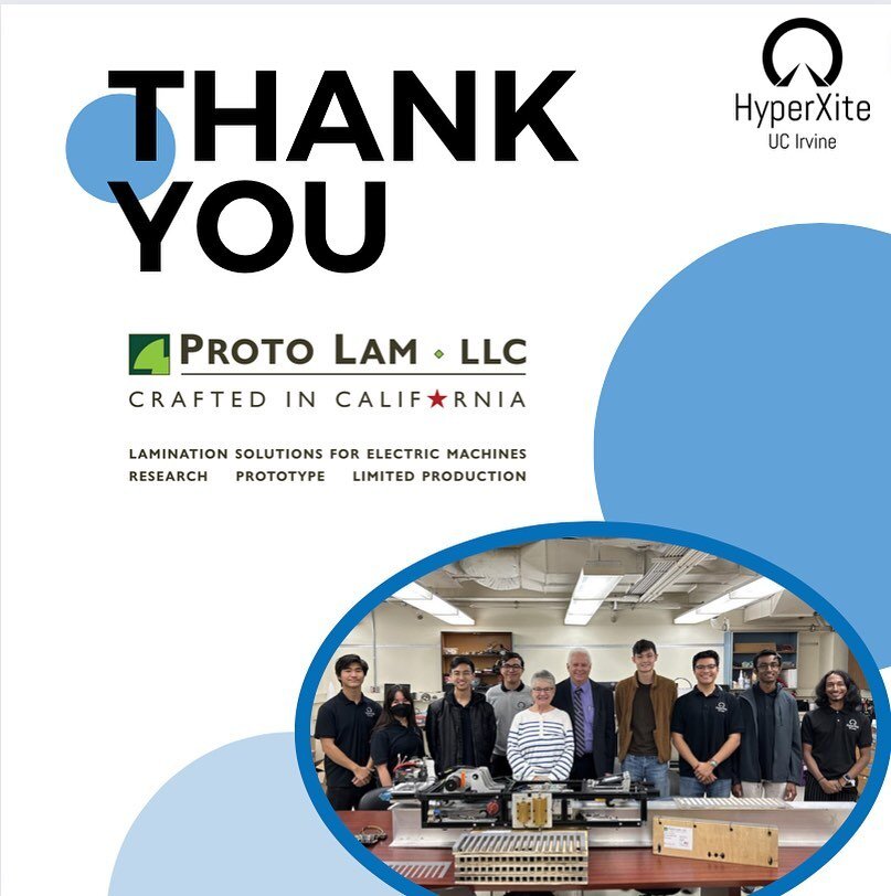 For today&rsquo;s Sponsor Appreciation, we would like to give a big thanks to Proto Lam! Proto Lam specializes in prototype and short run laminations. They kindly donated our linear induction motor laminations and even visited our lab and general mee