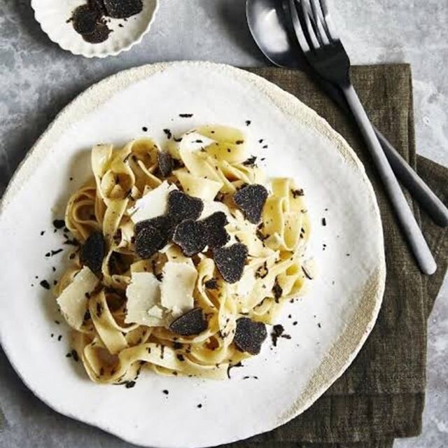 Tagliatelle with butter, truffle and parmigiano reggiano what a dish!! #tagliatelle #blacktruffle #italianfood #truffle #freshpasta @premier_robert legend!