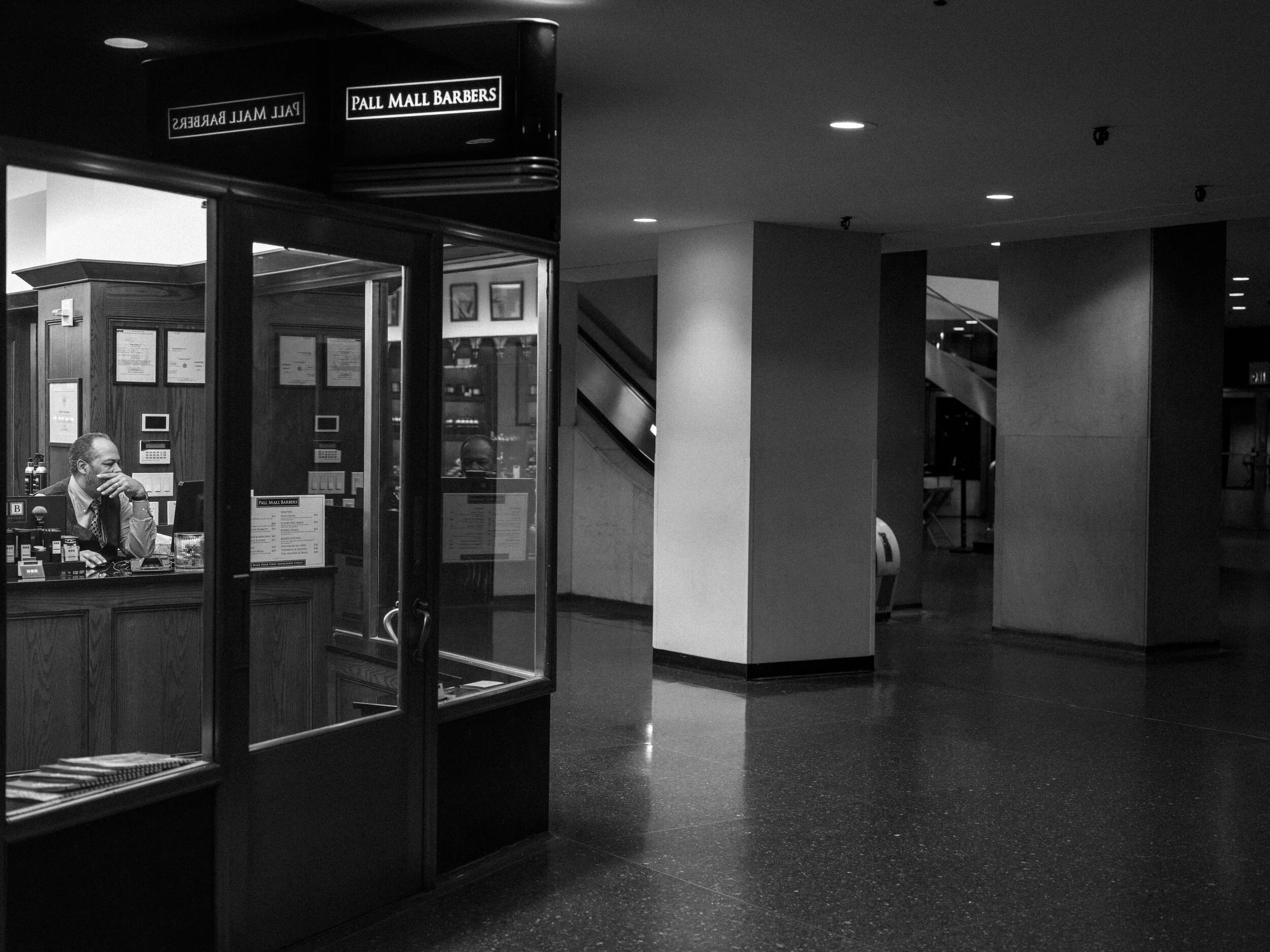 O.D. Madison Jr., a barber at Rockefeller Center had no customers as businesses shuttered throughout the city. 