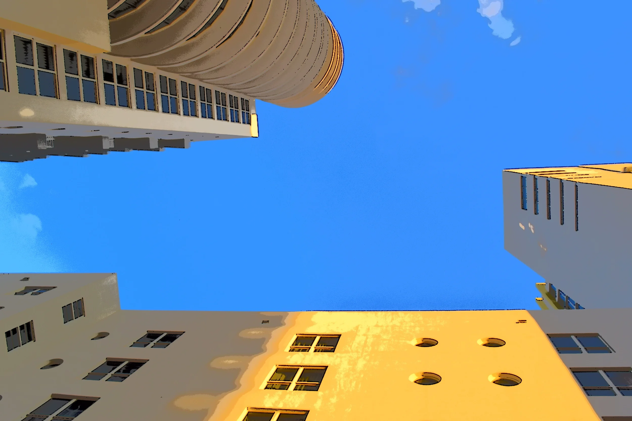  Miami Beach hotel glistening with morning sun. 