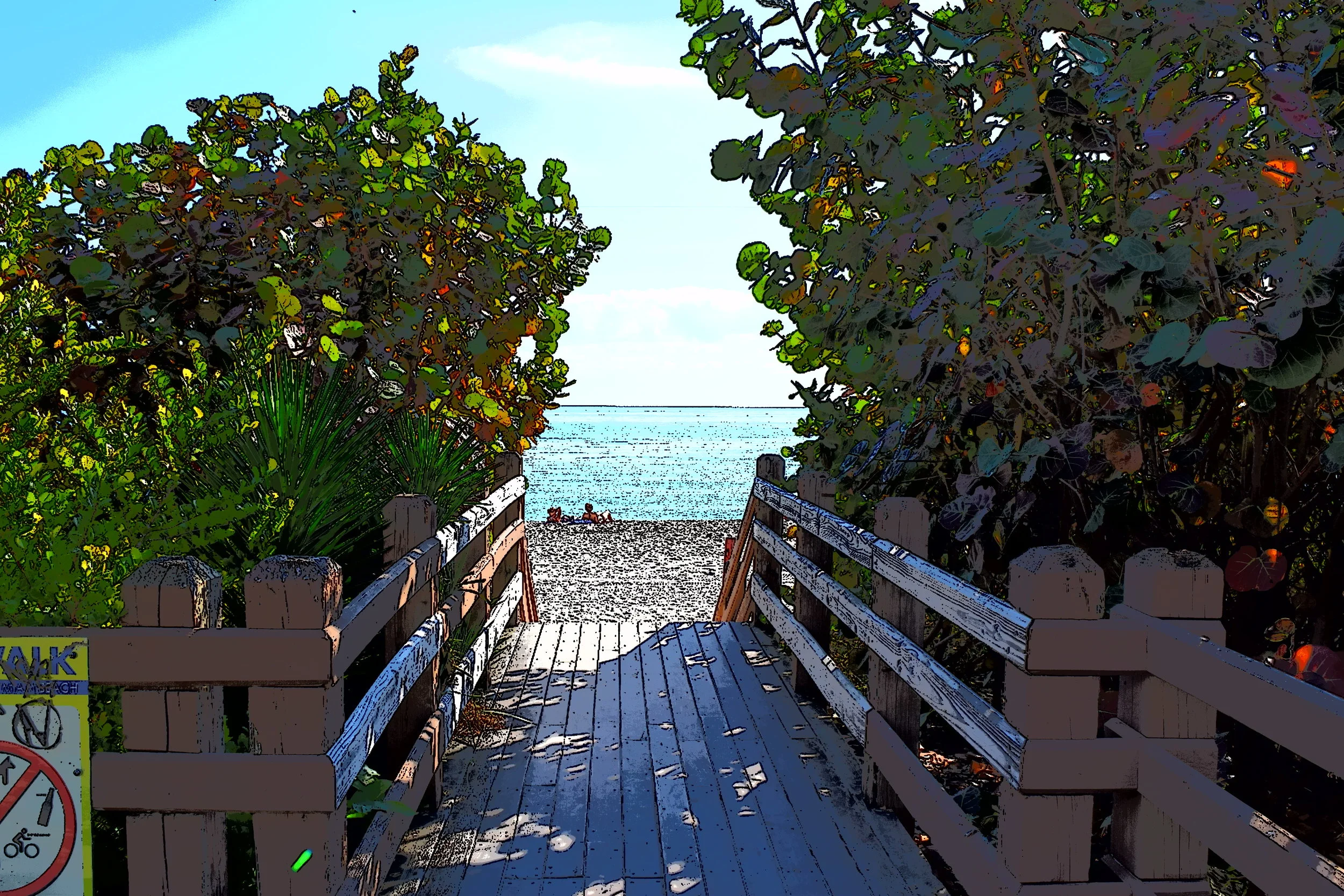  Passage to glimmering Atlantic on Miami Beach walk. 