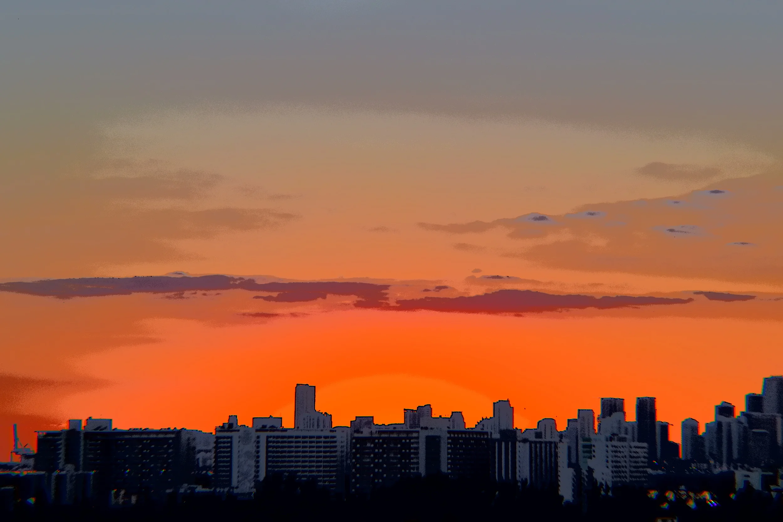  Paint brush of evening sky in Miami Beach. 