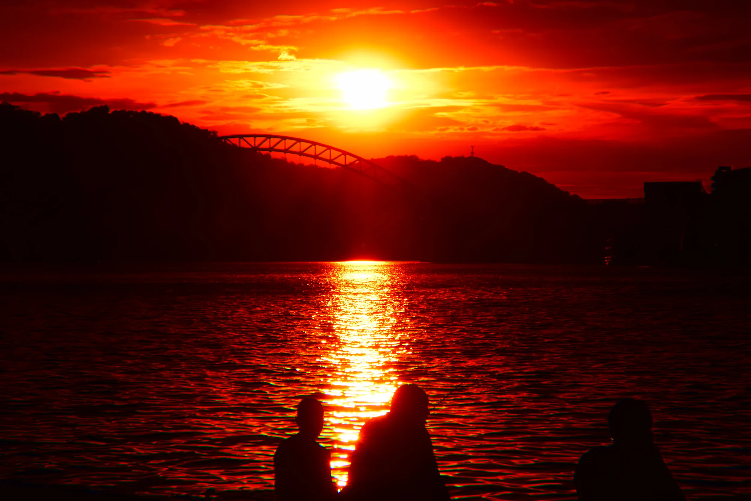  Setting sun at the Point in Pittsburgh. 