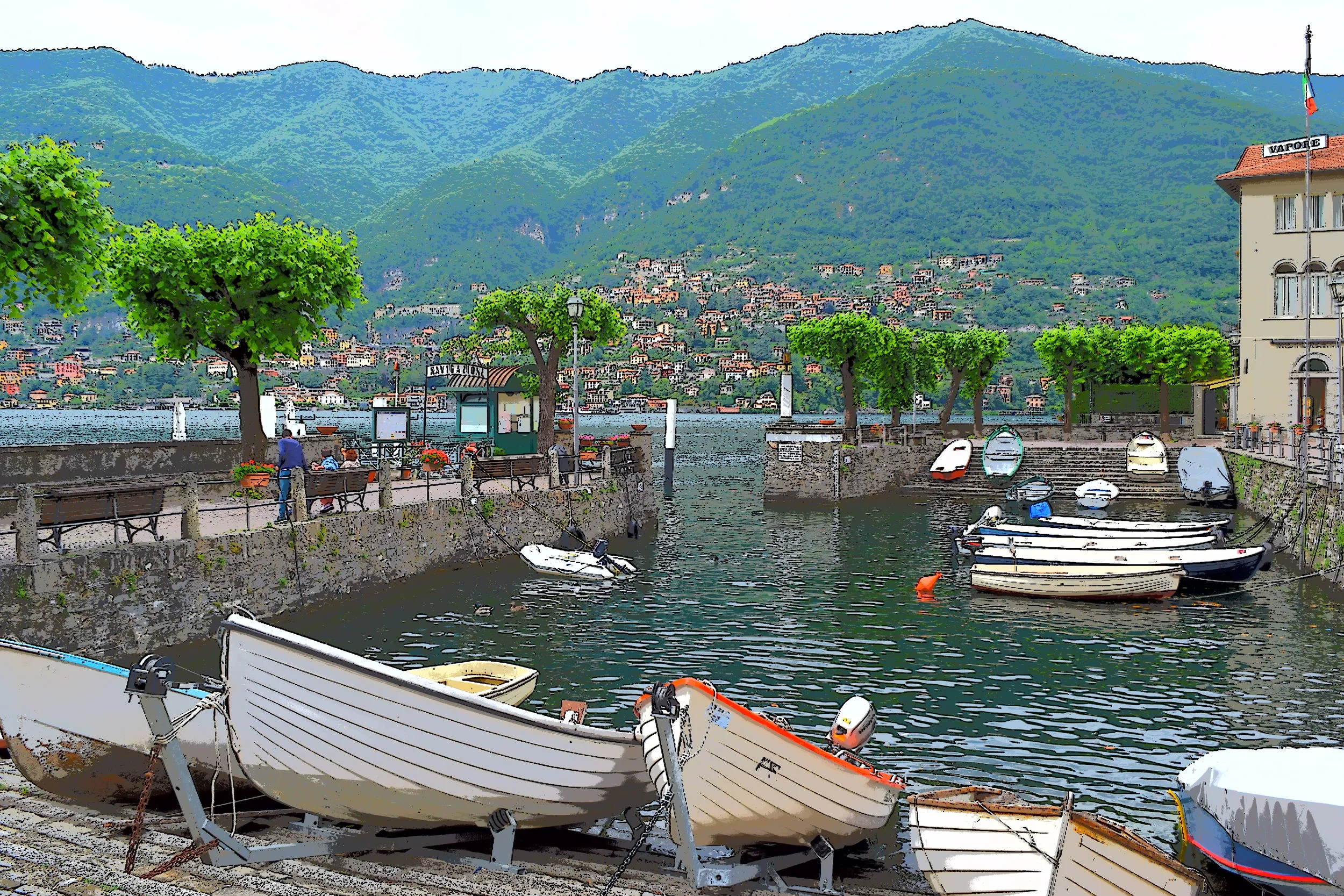  Boat parking in Lake Como, Italy. 