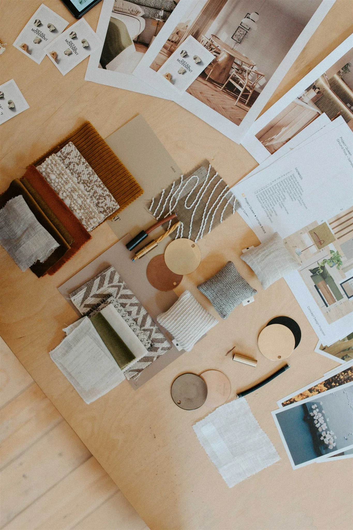 colourful living room mood board made by detail movement interiors