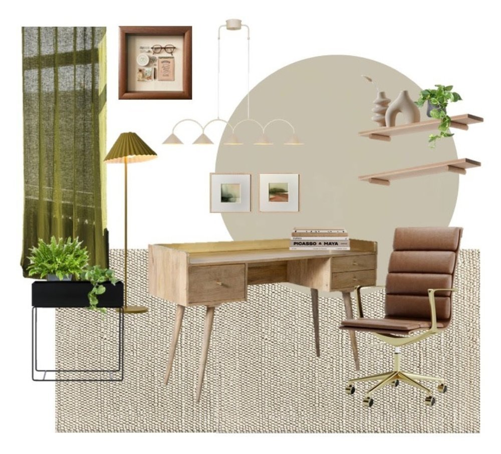 Scandinavian light bright spacious home office design