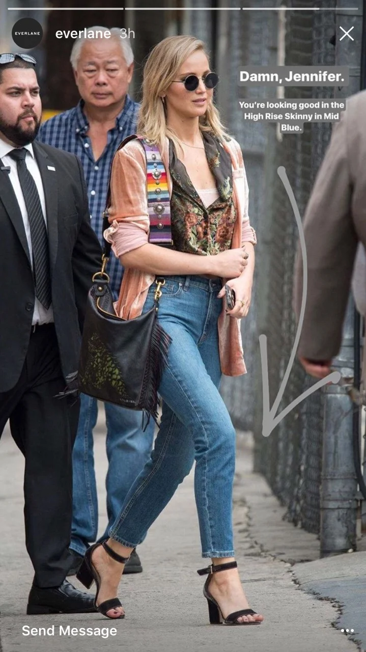 Jennifer Lawrence in EVERLANE DENIM.