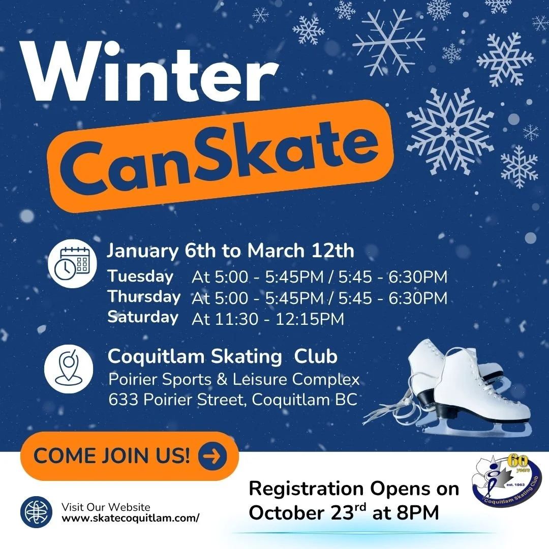 ❄️⛸️ Winter CanSkate Registration Opens Soon! ⛸️❄️

Get ready for another exciting season on the ice! 🥳
Winter CanSkate registration opens on Wednesday, October 23rd at 8:00 PM!

Spots fill up fast, so mark your calendars and join us for a fun and r