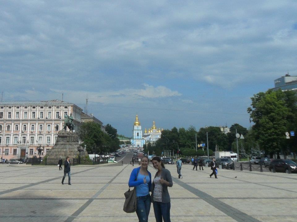 Taking in the sights in Kiev! Thumbs up!