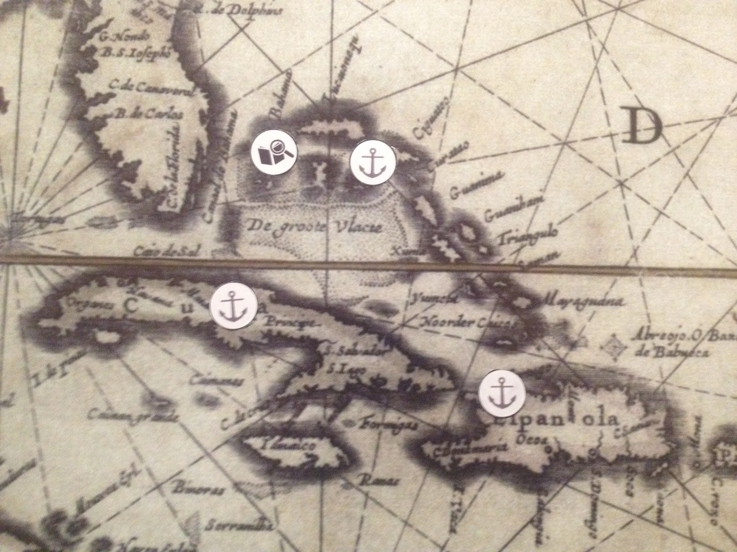  Icons on the interactive map to indicate where the ship should stop, and what they type of information or media will be displayed. 