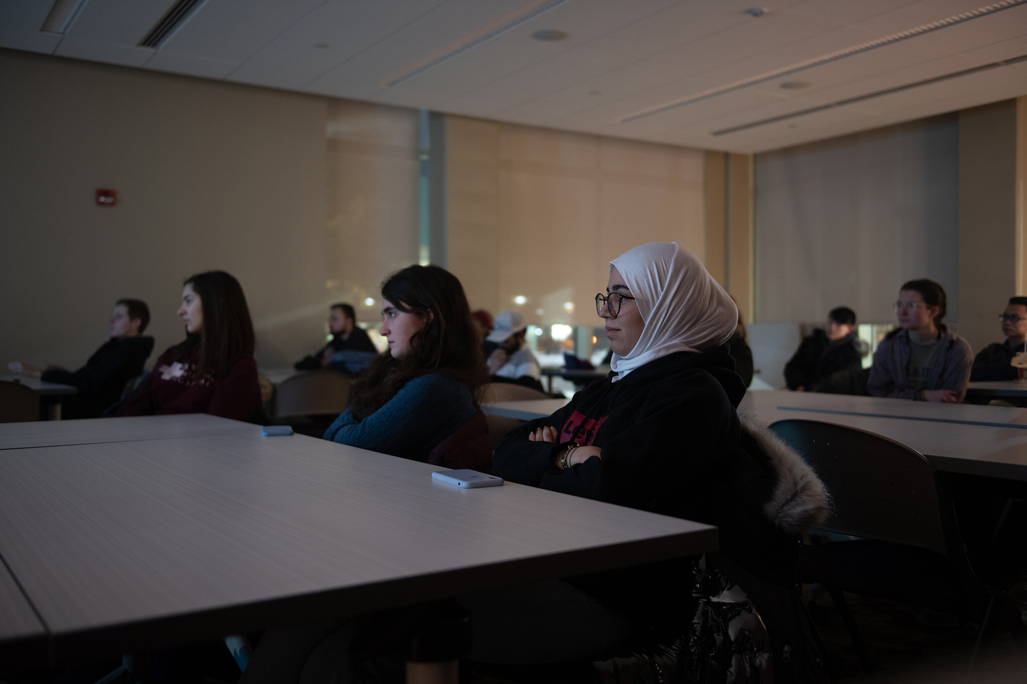 Students listening to presentation