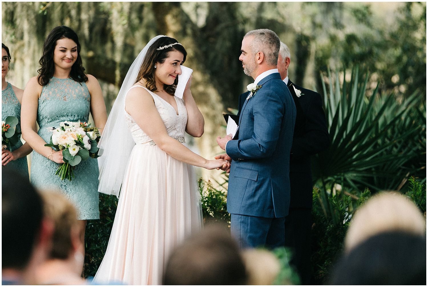 bride crying during wedding ceremony