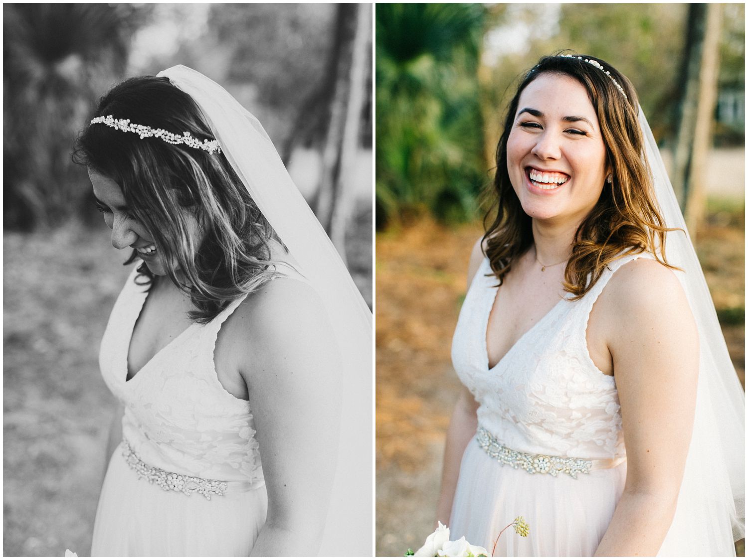 bride wearing modern veil