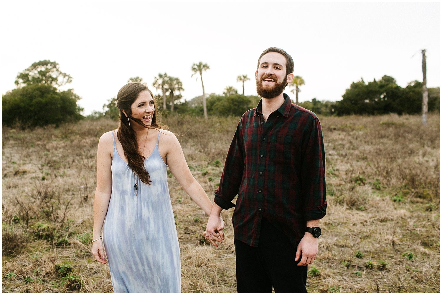 engagement session in open field