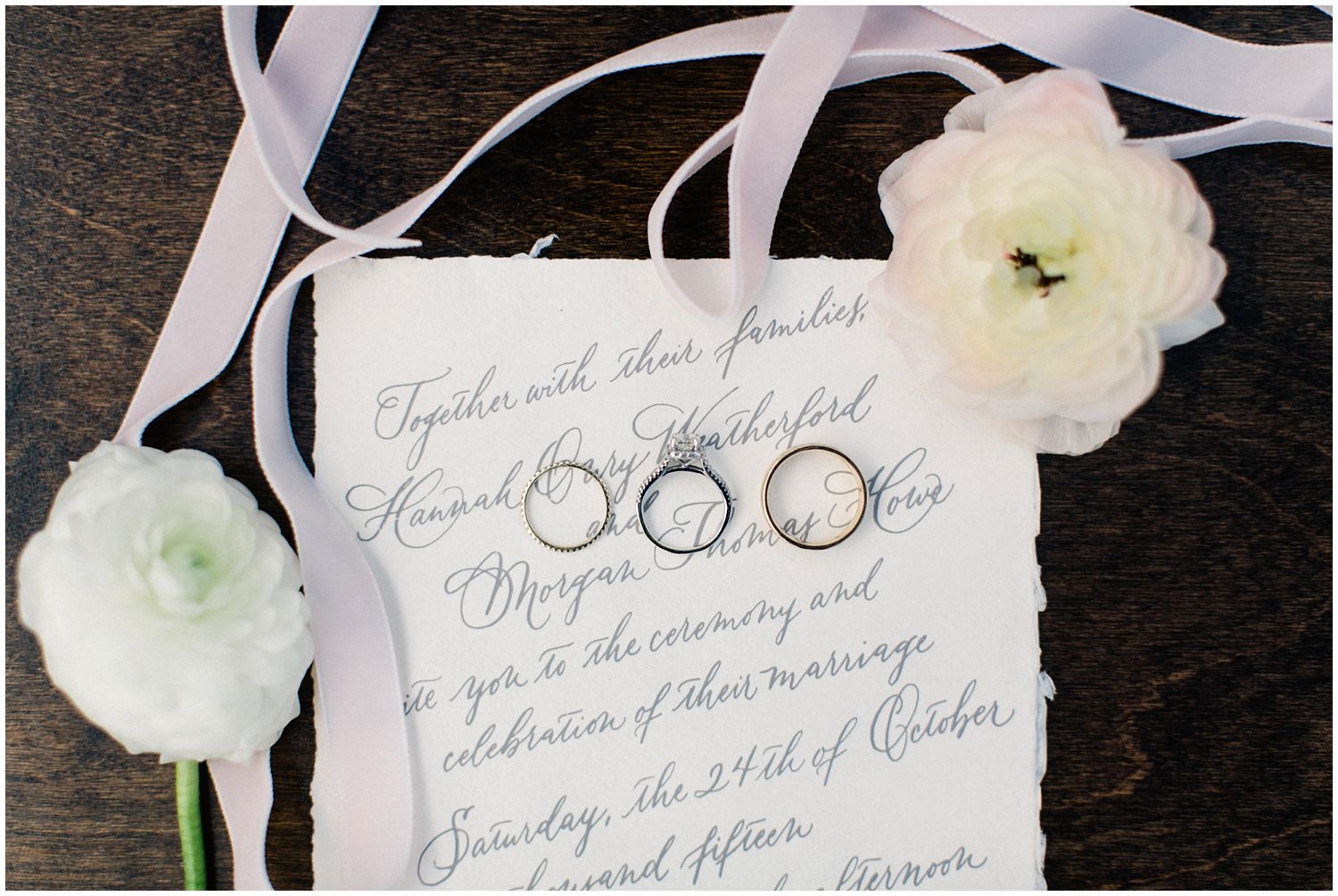 soft hand calligraphed wedding invitations