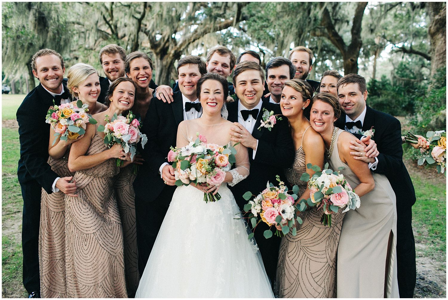 wedding party at cypress trees plantation