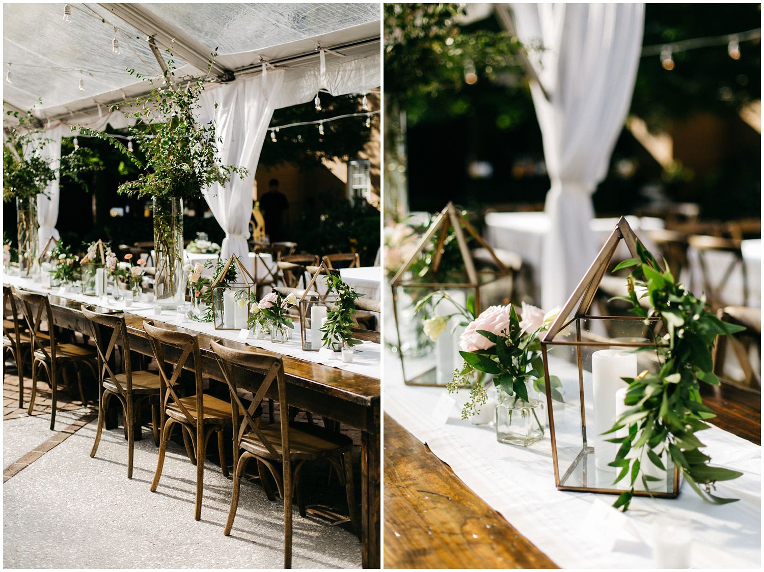 greenery and lantern for wedding centerpieces