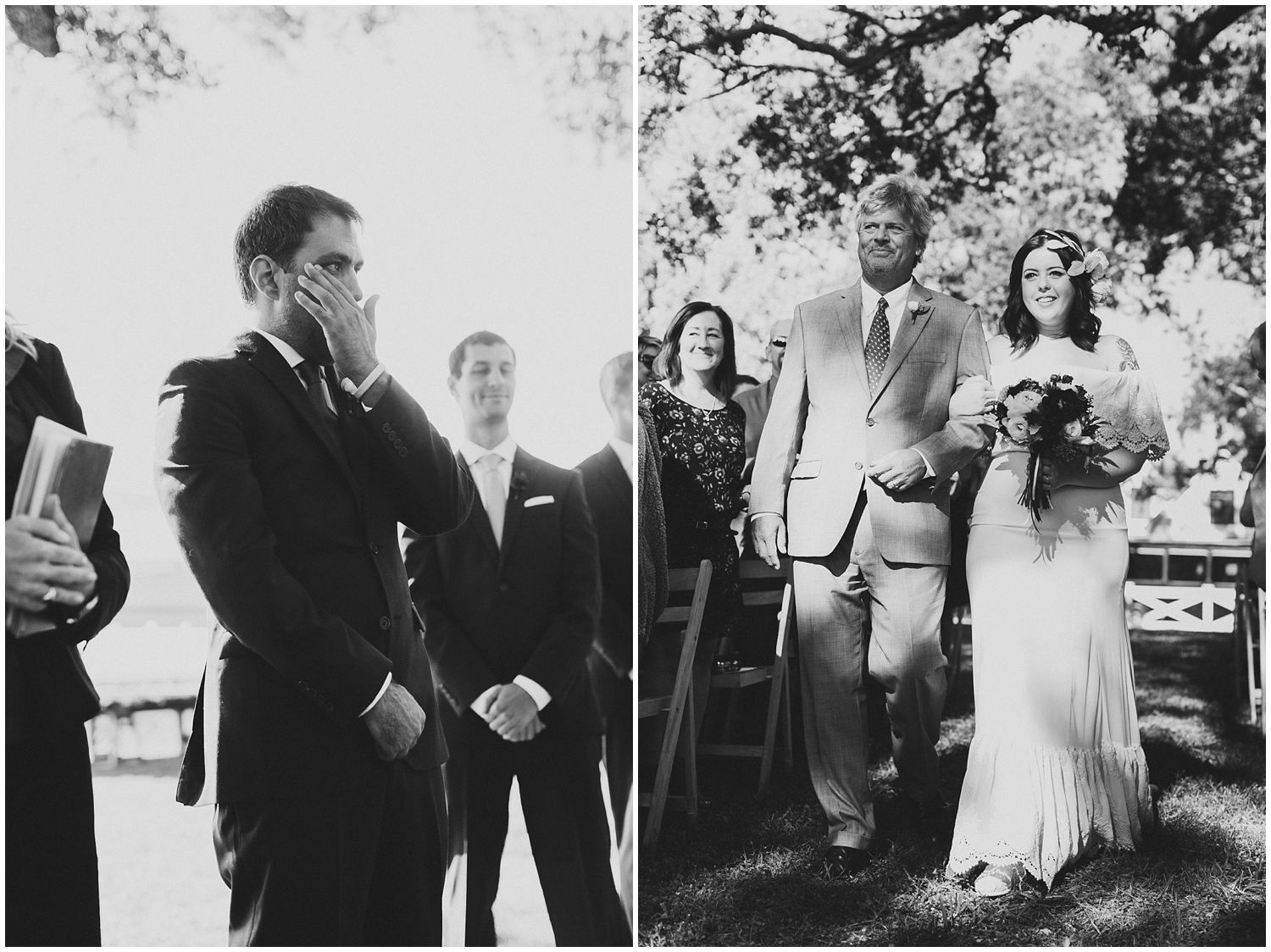 emotional groom sees bride for first time