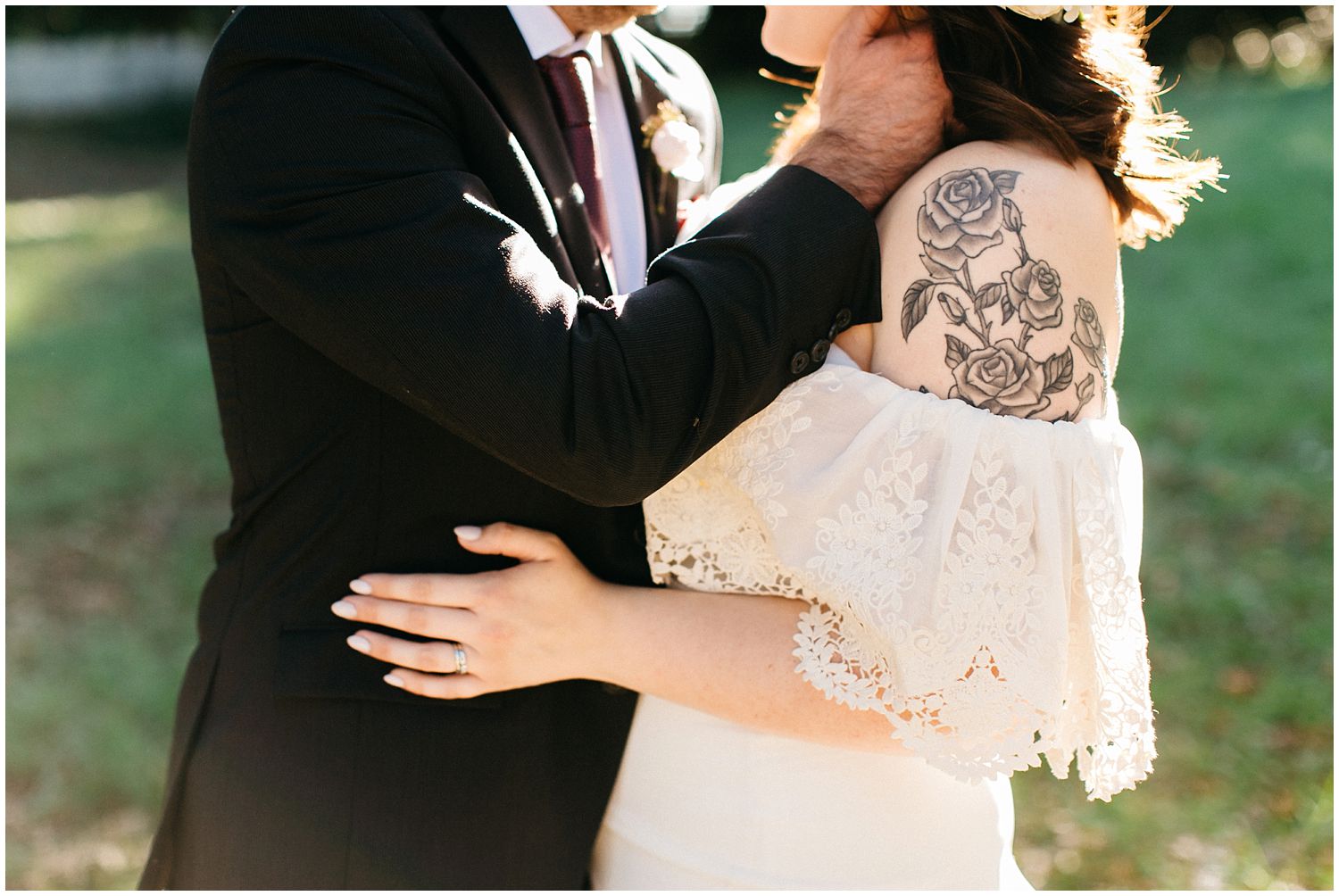 off the shoulder wedding dress