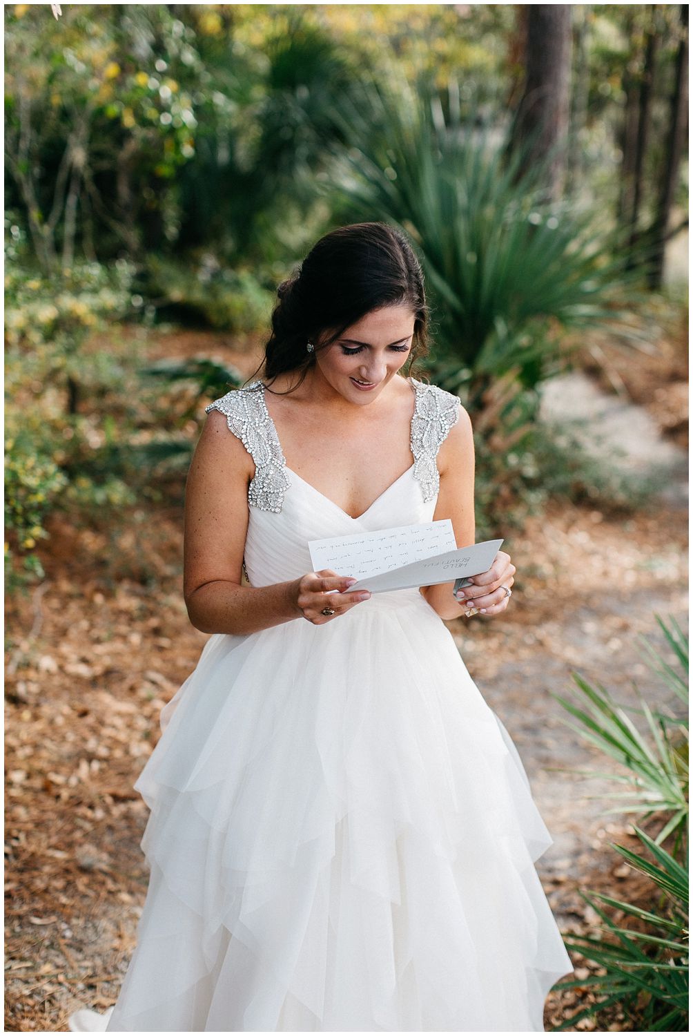 bride reading letter from groom