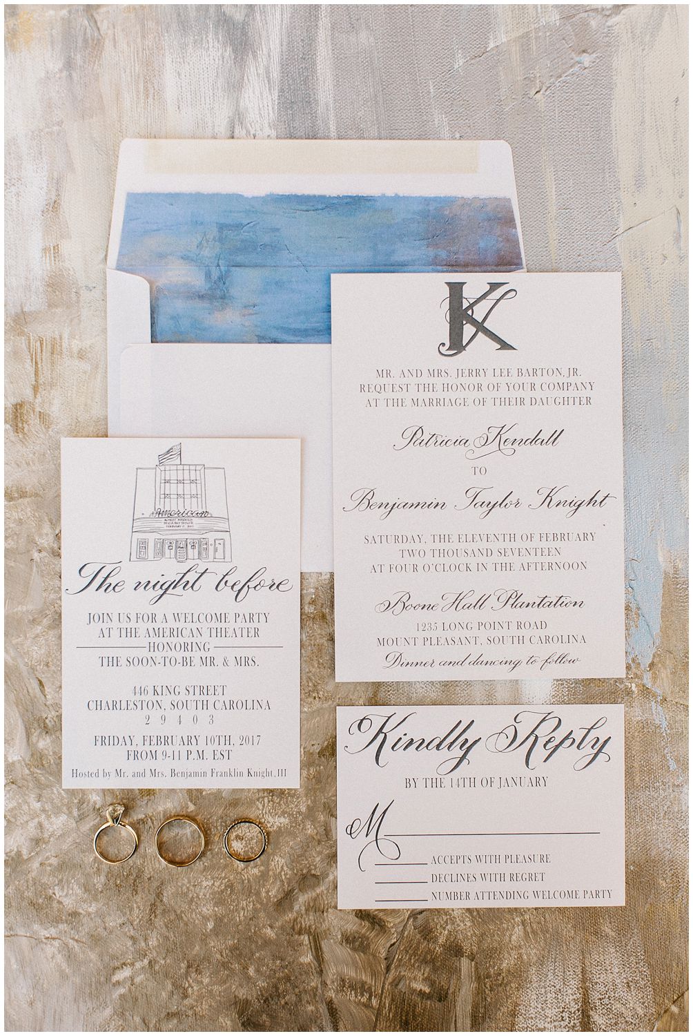 hand painted wedding invitation