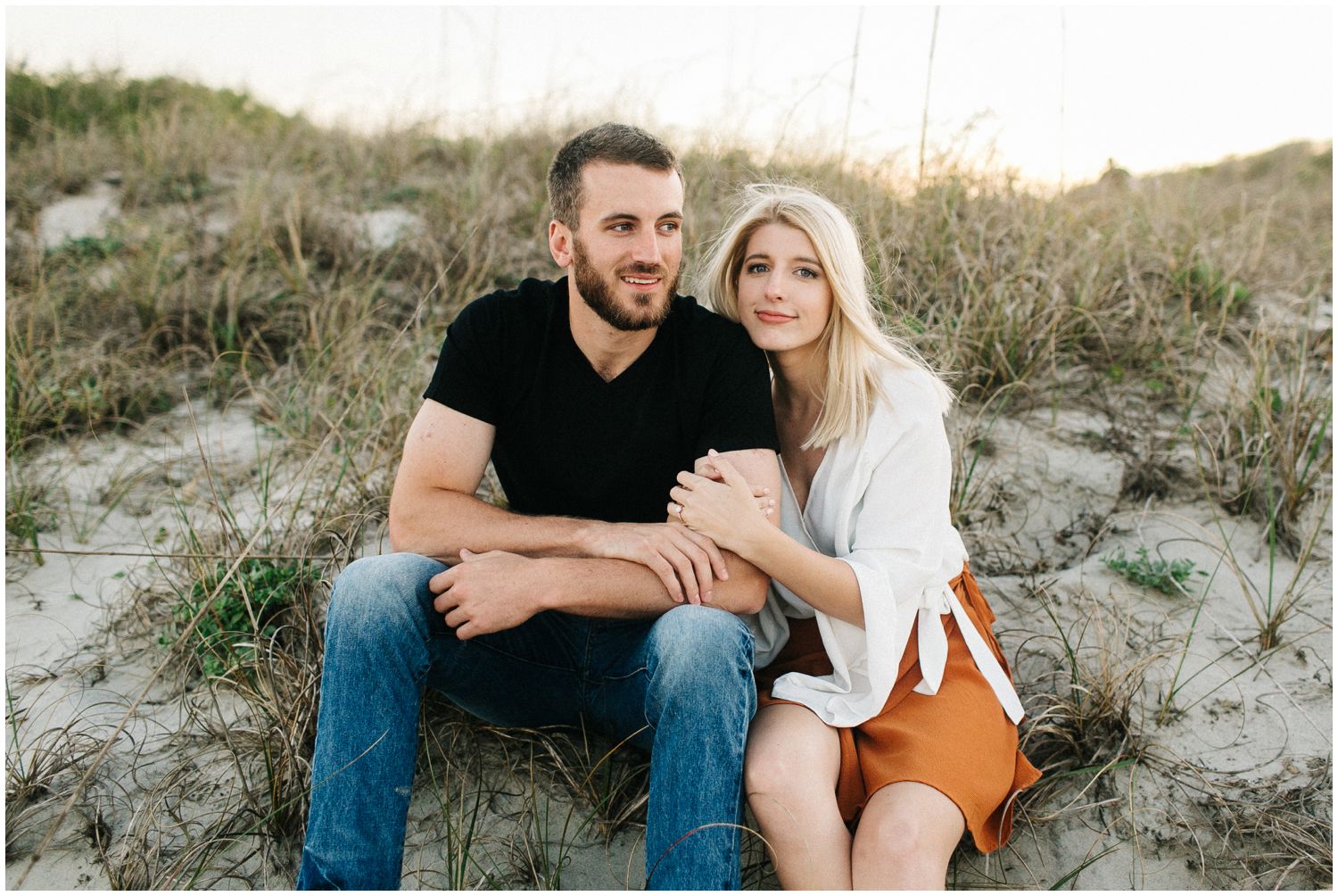 moody beach engagement session