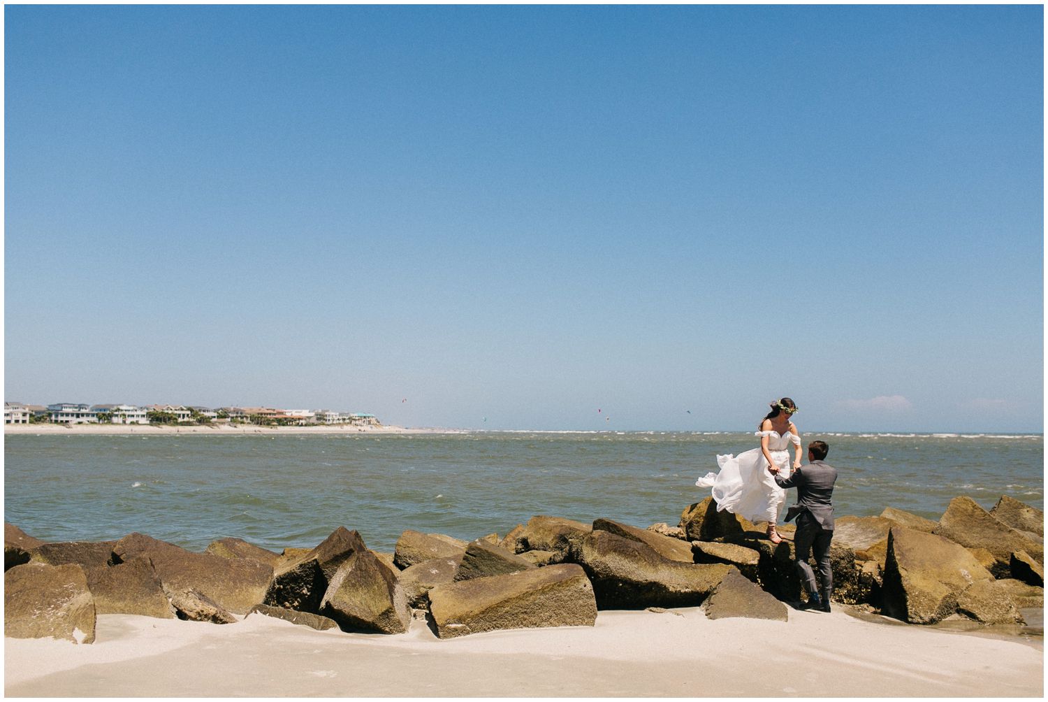 wedding day portraits on the beach