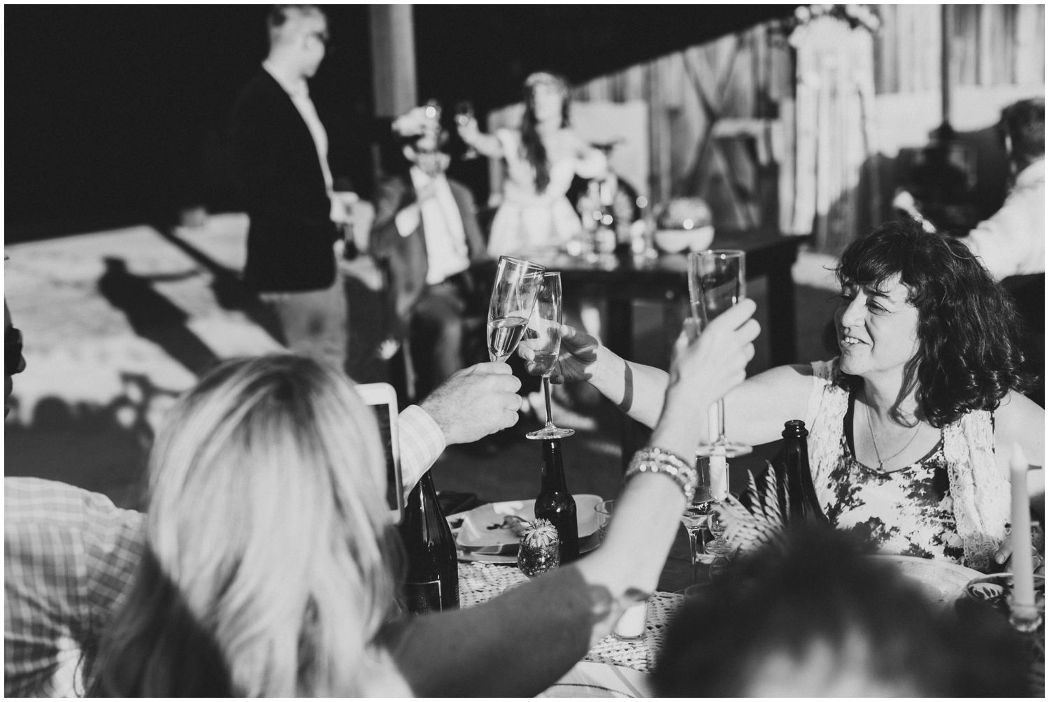 Toasts at wedding reception dinner