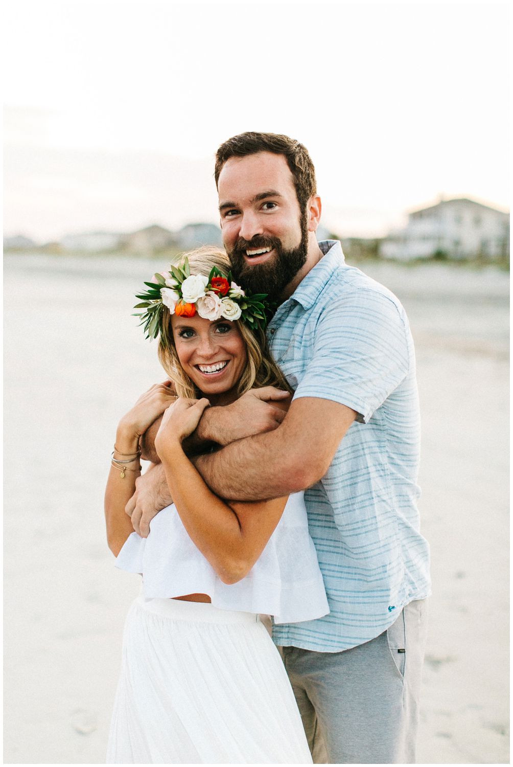 Beach Engagement Session with flower crown