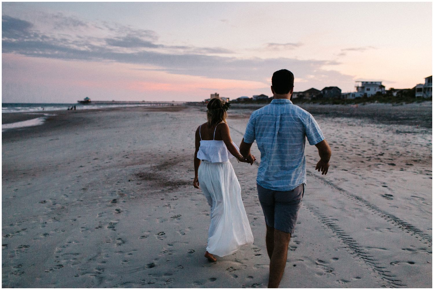 Folly Beach engagement session during sunset