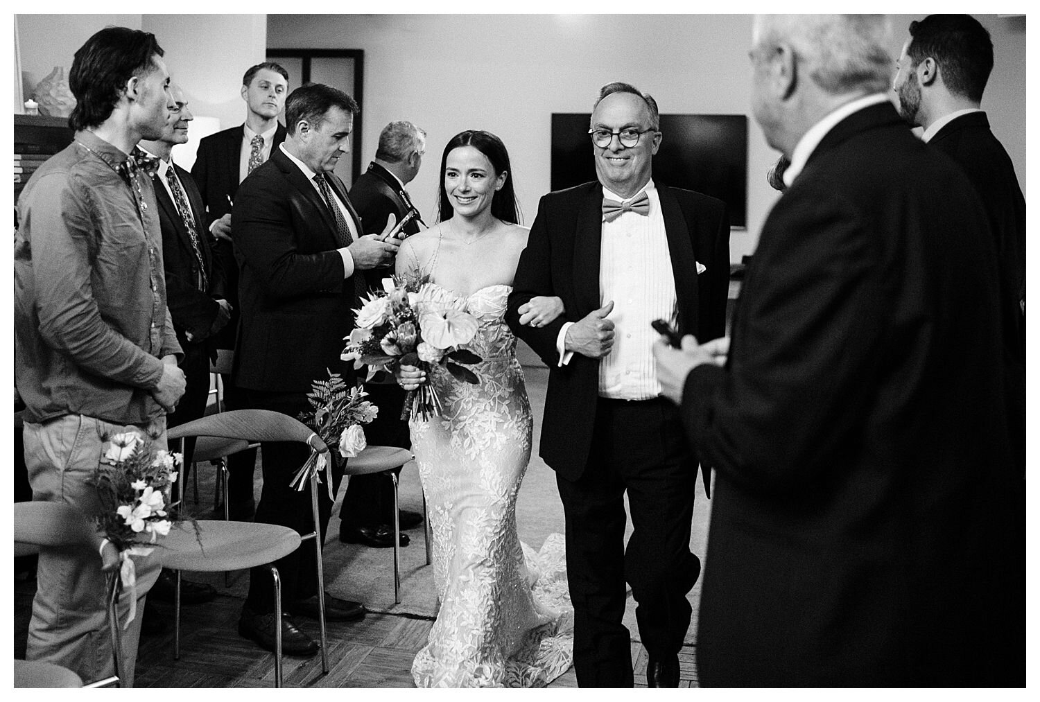 Bride walking down aisle with Dad